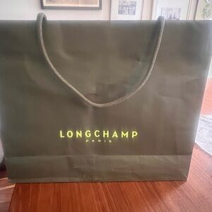 Longchamp Olive Green Shopping Bag with Rope Handles